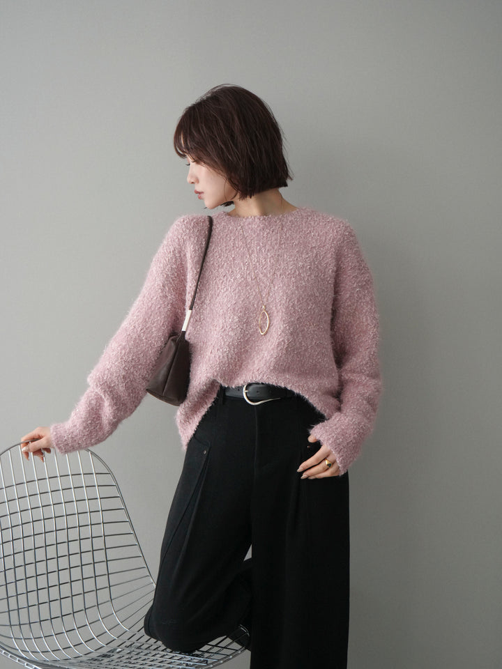 [SET]モールラメミックスヤーンニットプルオーバー+選べるアクセセット(2set)