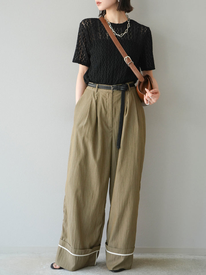 【預購】剪裁蕾絲T卹/黑色