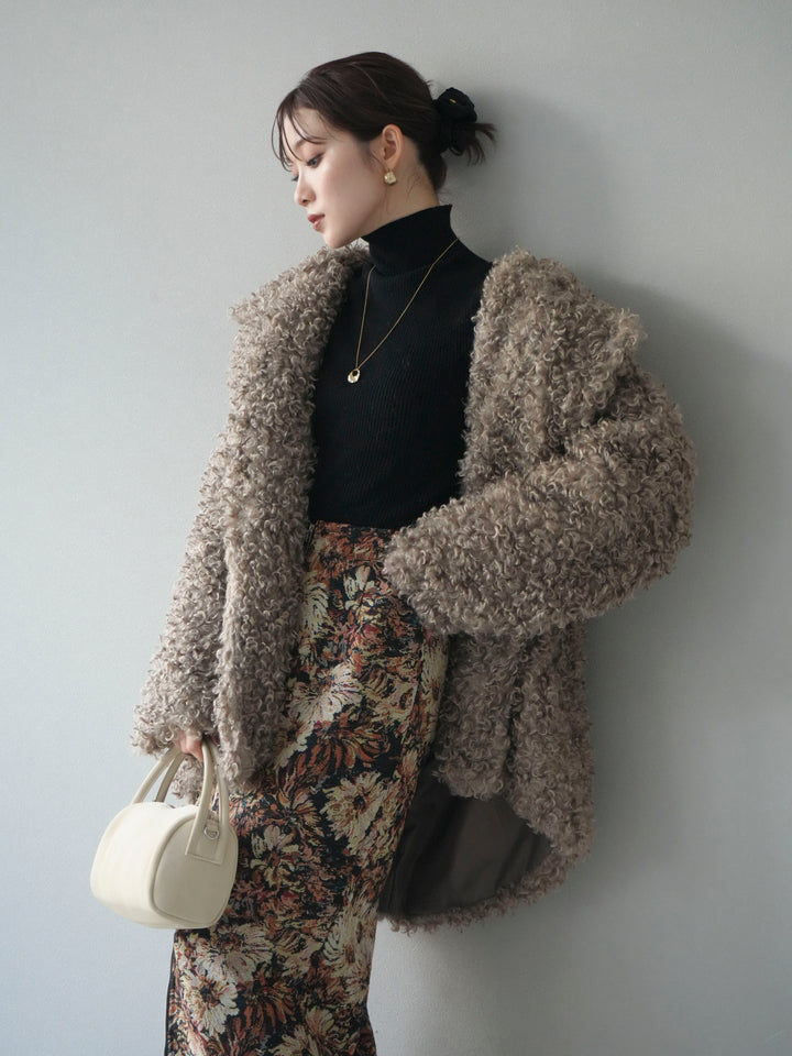 [予約]プードルファーダブルミドルコート/beige