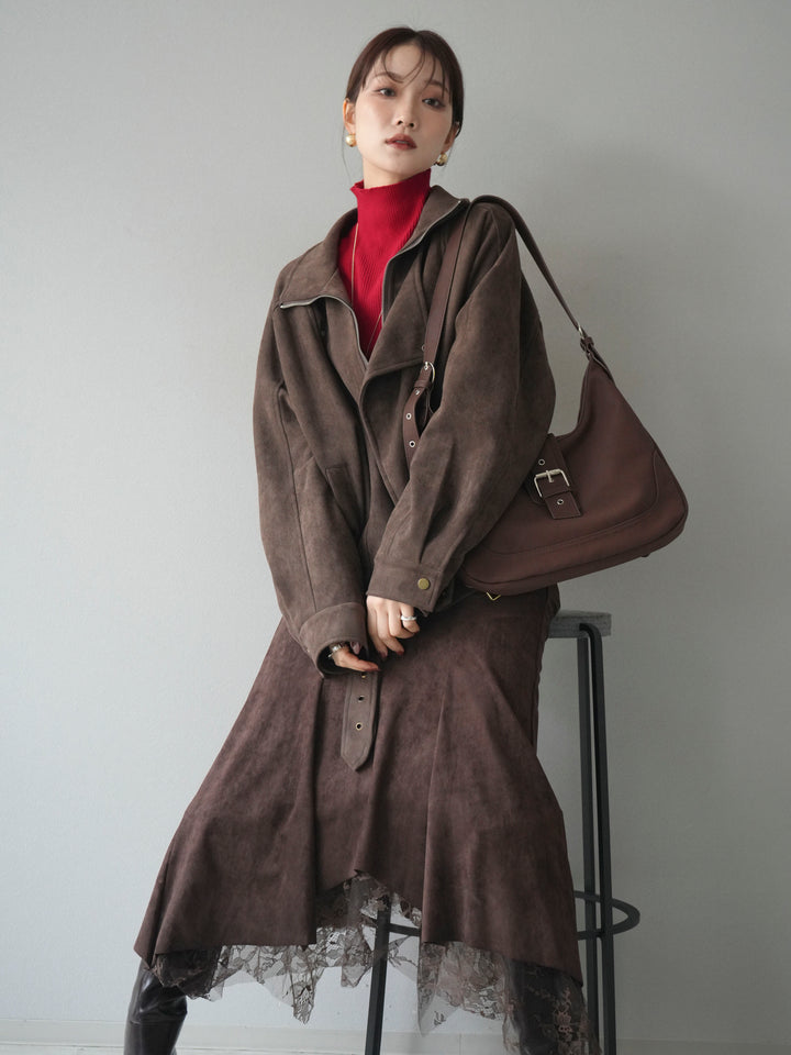 [予約]スエードライダースミドルジャケット/brown