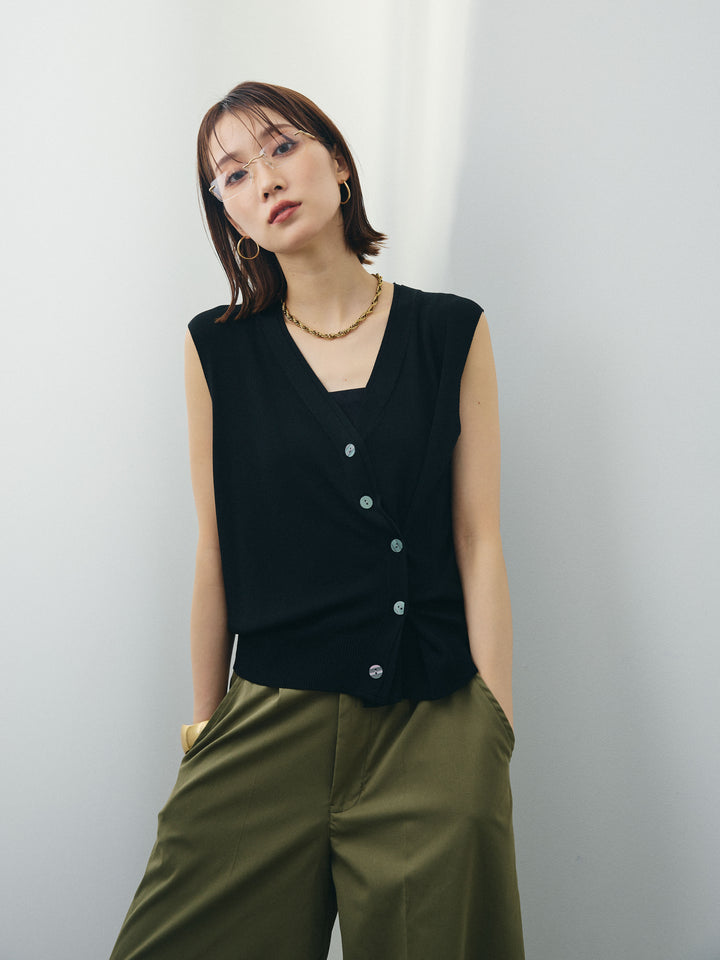 [SET]クールタッチ2WAYデザインニットベスト+コクーンワイドチノパンツ(2set)