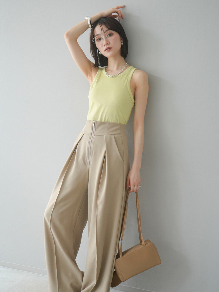 [予約]カップ付きラメアメスリブラトップ/イエロー