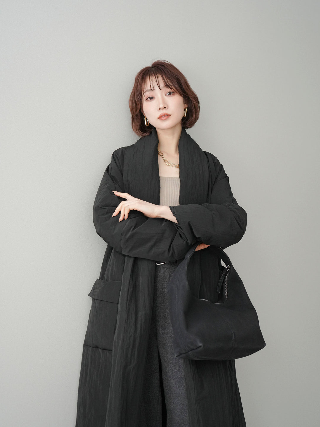 [予約]ロングダウンコート/black