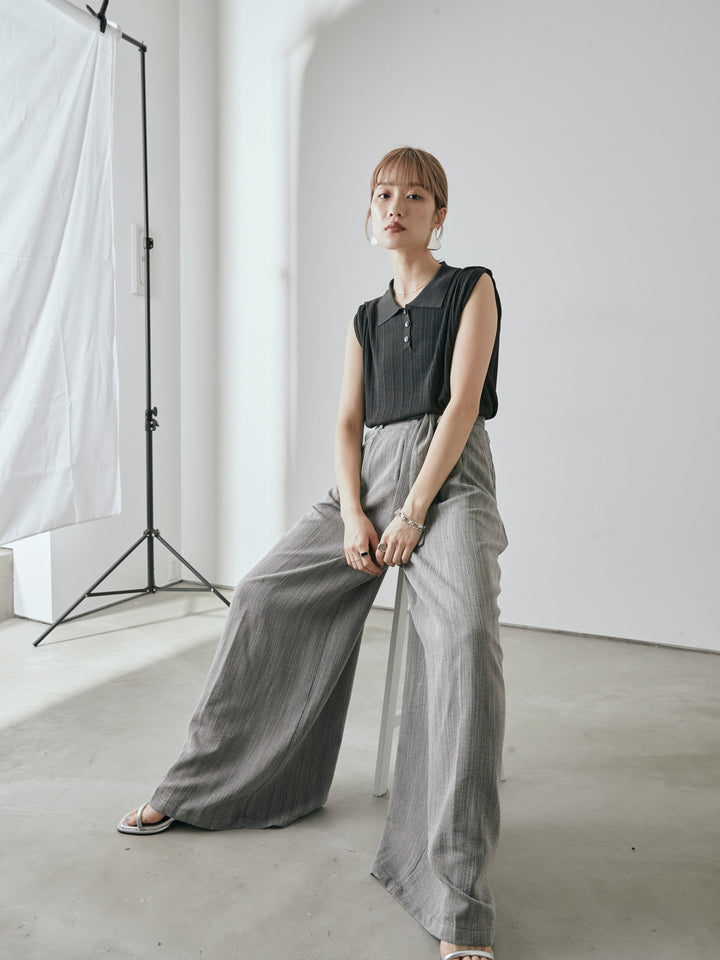 [予約]ランダムリブポロニットベスト/チャコール