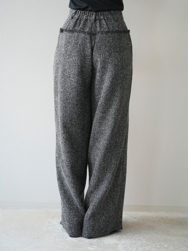 [予約]ウエストフリンジツイードワイドパンツ/ブラック