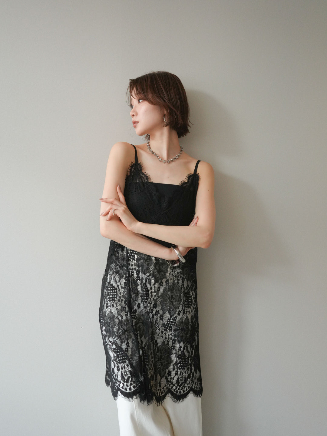 [予約]総レースチュニックキャミソール/black