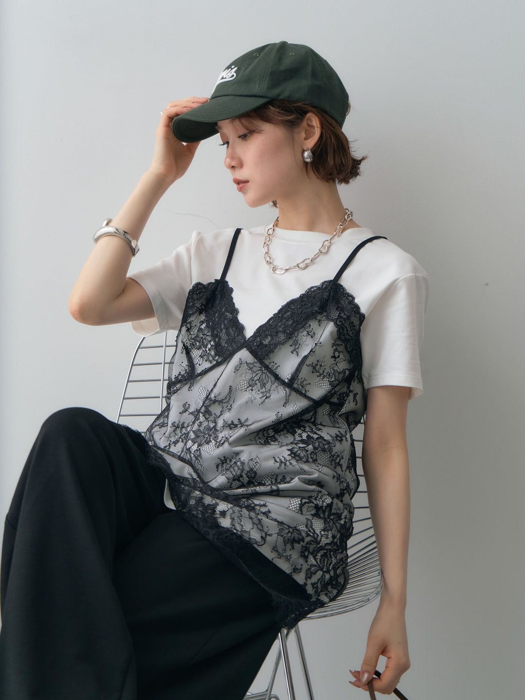 [予約]レースキャミチュニックレイヤードTEE/off