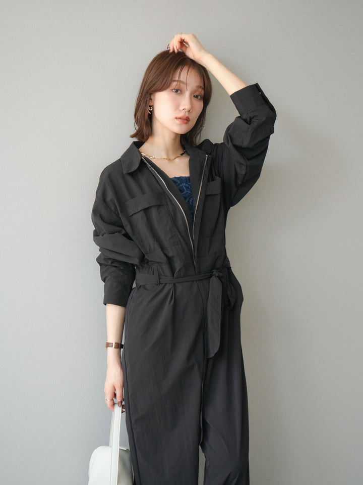 [予約]ナイロンジャンプスーツ/ブラック