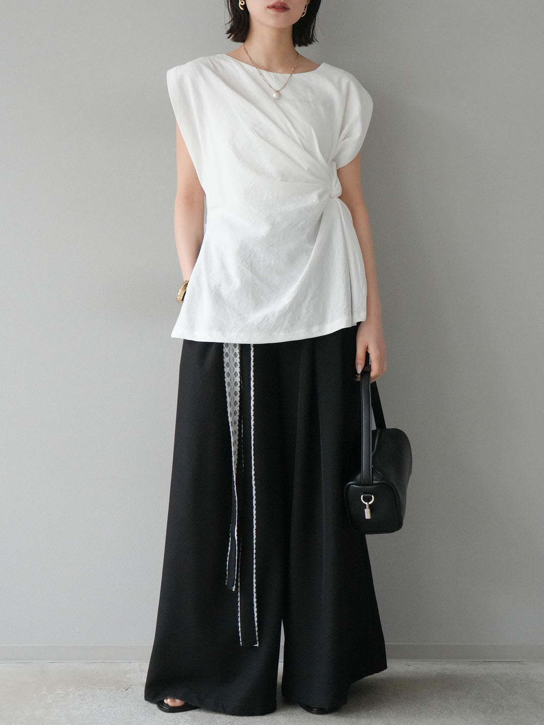 [預訂] 側扭法式上衣/象牙白