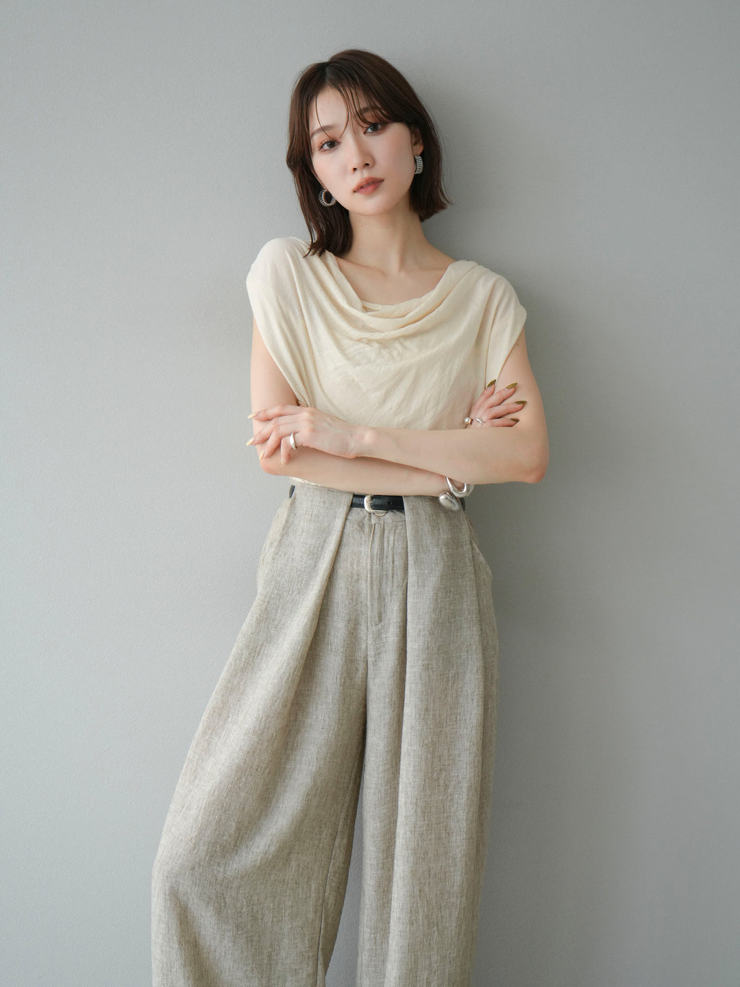 [預訂] 串珠鏈垂墜上衣/象牙色