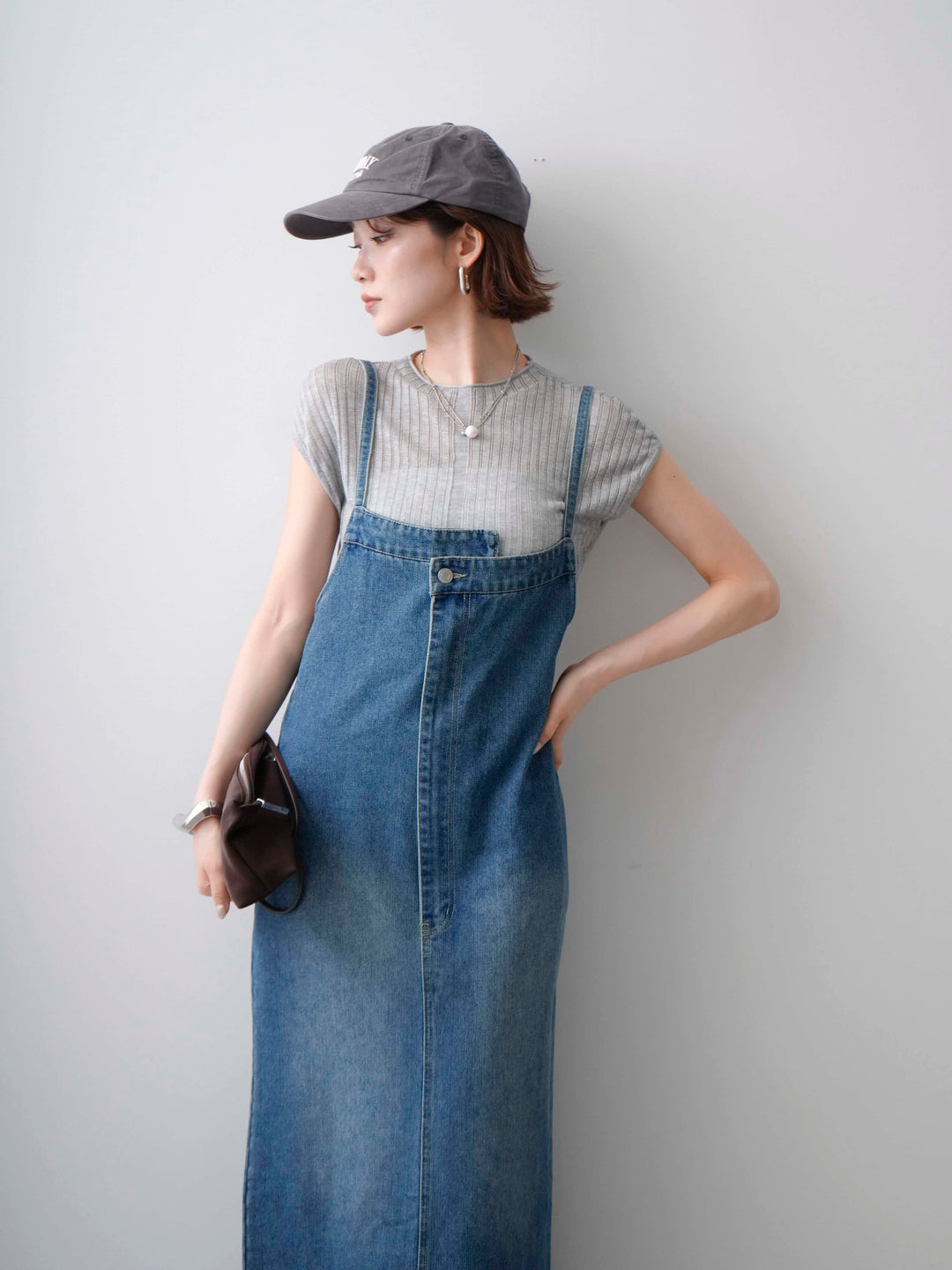 [予約]シアーリブフレンチニットトップス/grey