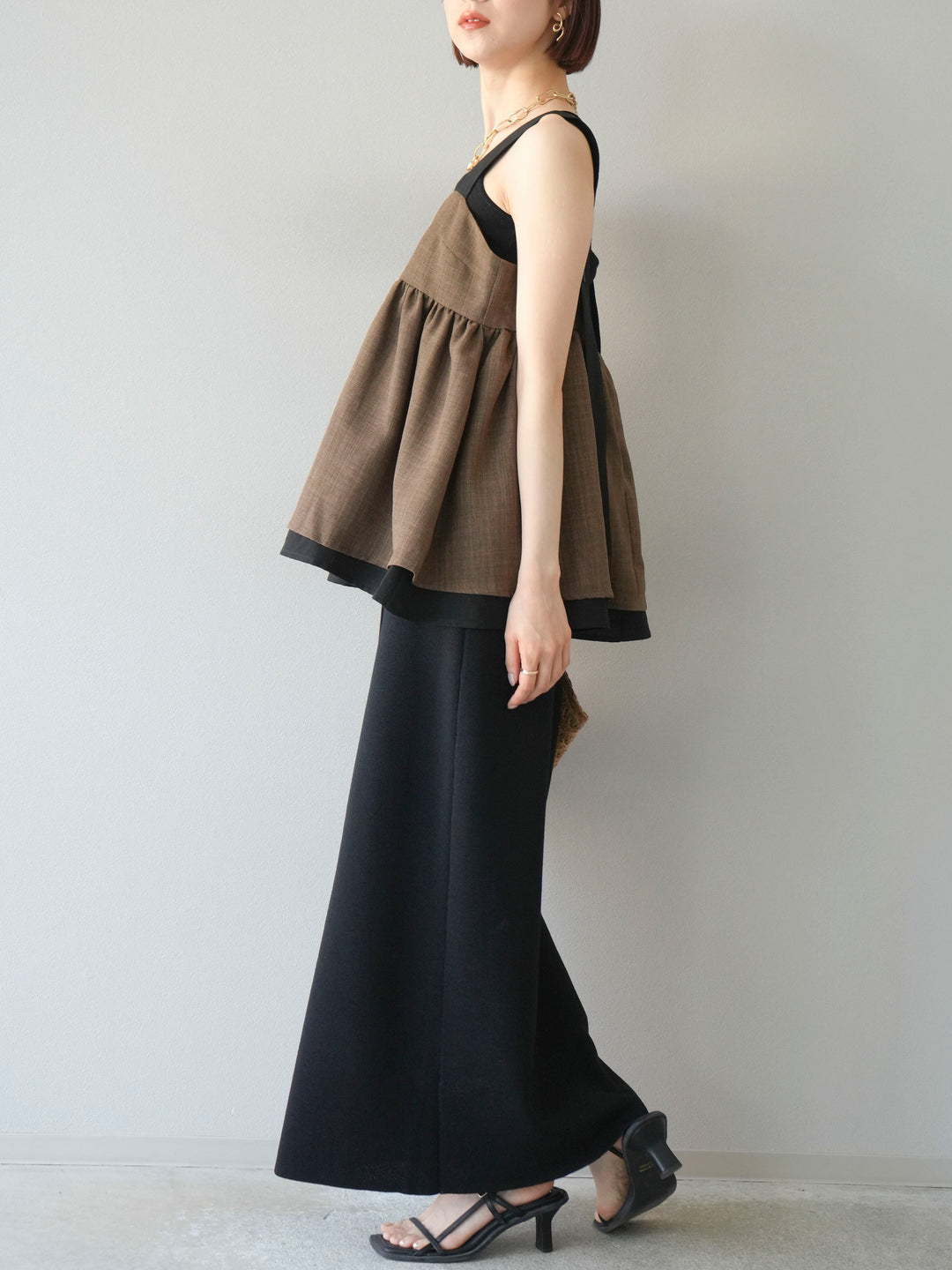 [予約]レーヨンポリIラインニットスカート/ブラック