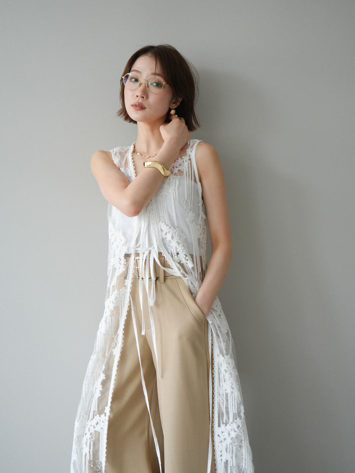 【預購】設計師蕾絲長裙配馬甲 / 白色
