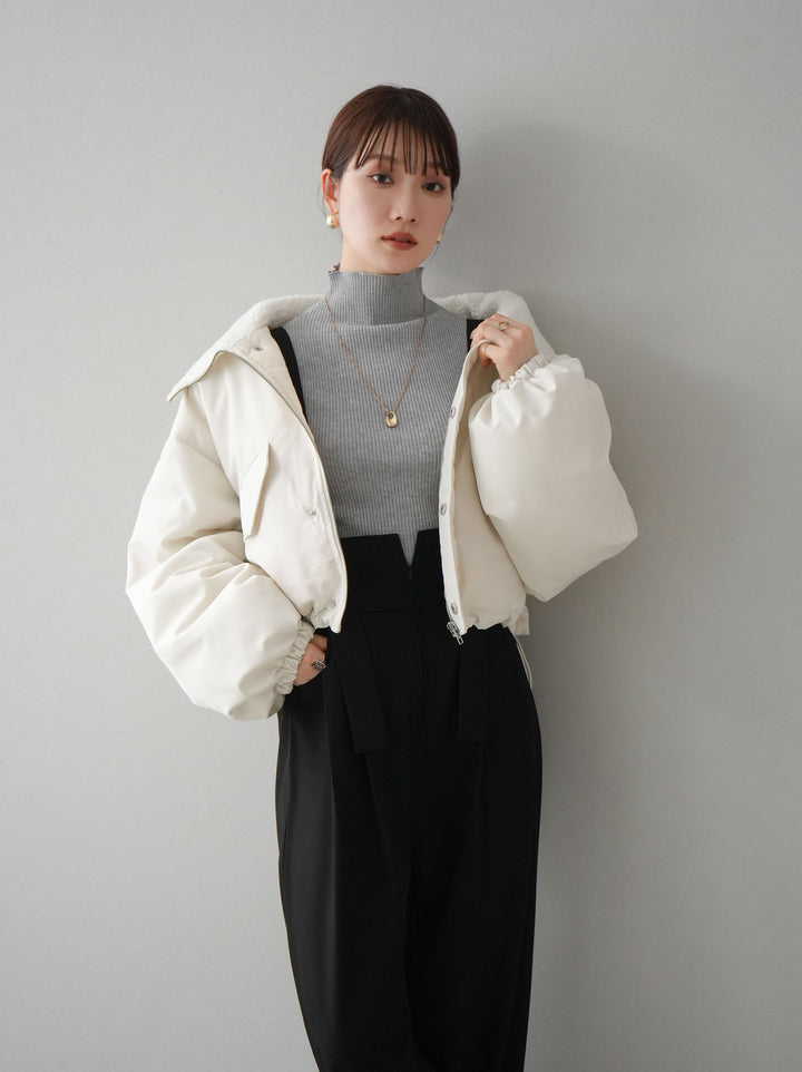 [預訂] 纖維羽絨領圍巾短上衣/象牙色