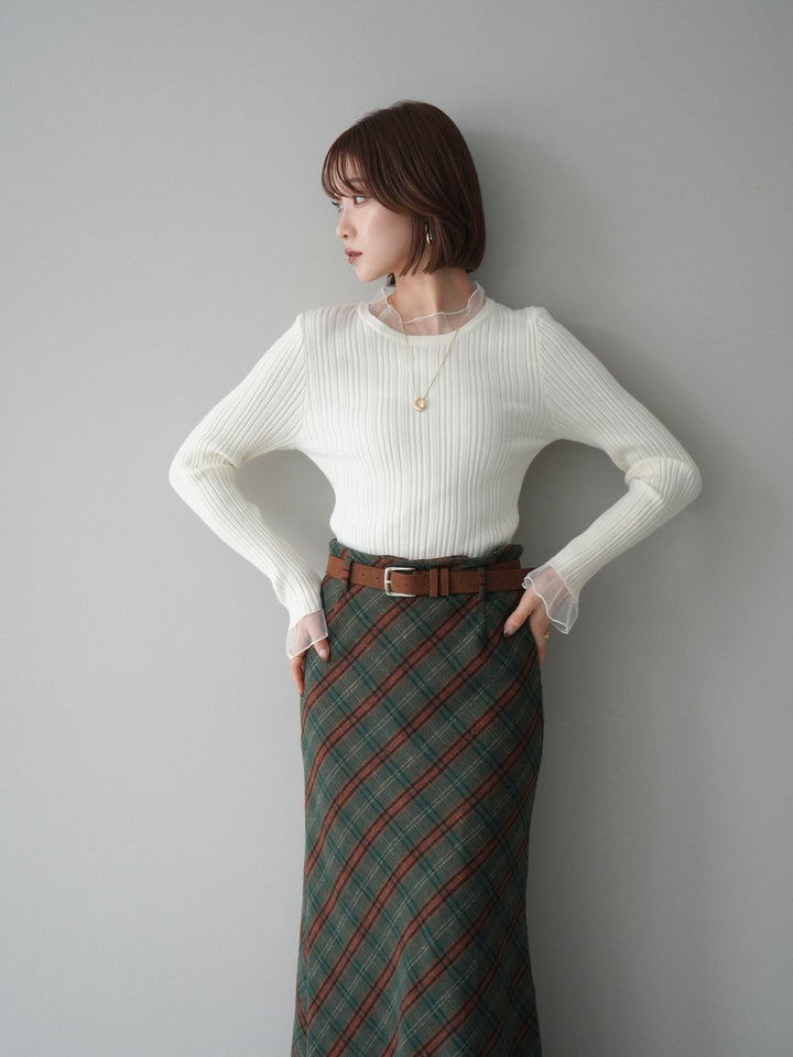 [SET]チュールドッキングリブニットトップス+チュールドッキングリブニットトップス(2set)