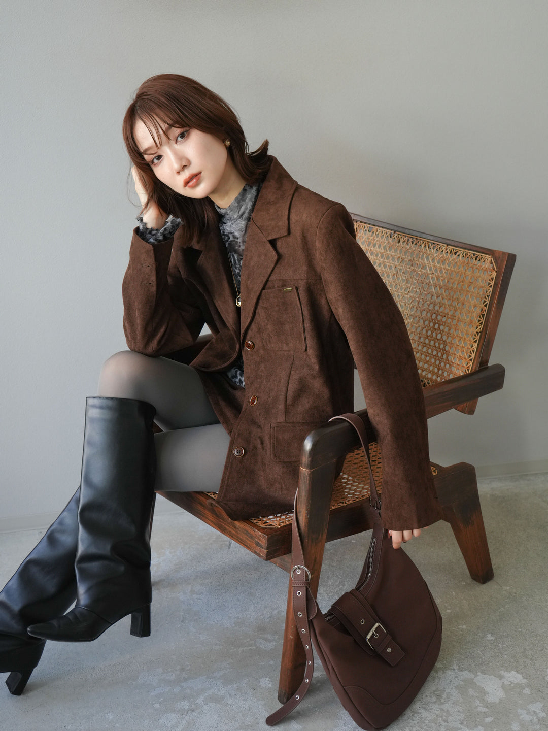 [SET]スエードジャケット＆ミニスカートSET UP(2set)