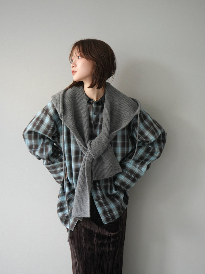 [予約]フードニットマフラー/チャコール