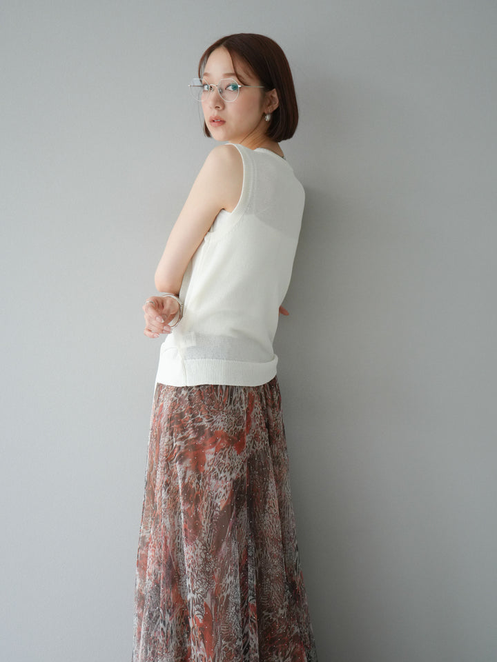 [予約]ウエストベルトニットベスト/アイボリー