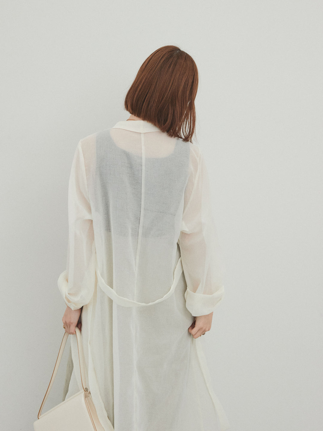 [SET] 方形天鵝絨背心 + 水洗緞層疊裙褲 + 透視長外套 (3 件套)