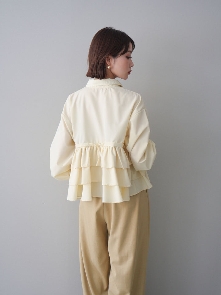 [SET]ブロードティアードショートシャツ+TRツイルデザインタックワイドパンツ(2set)