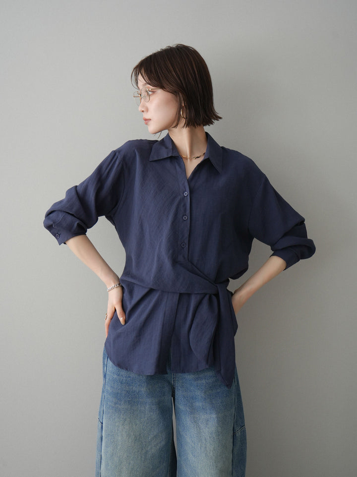 [予約]フロントアシンメトリーブラウス/blue