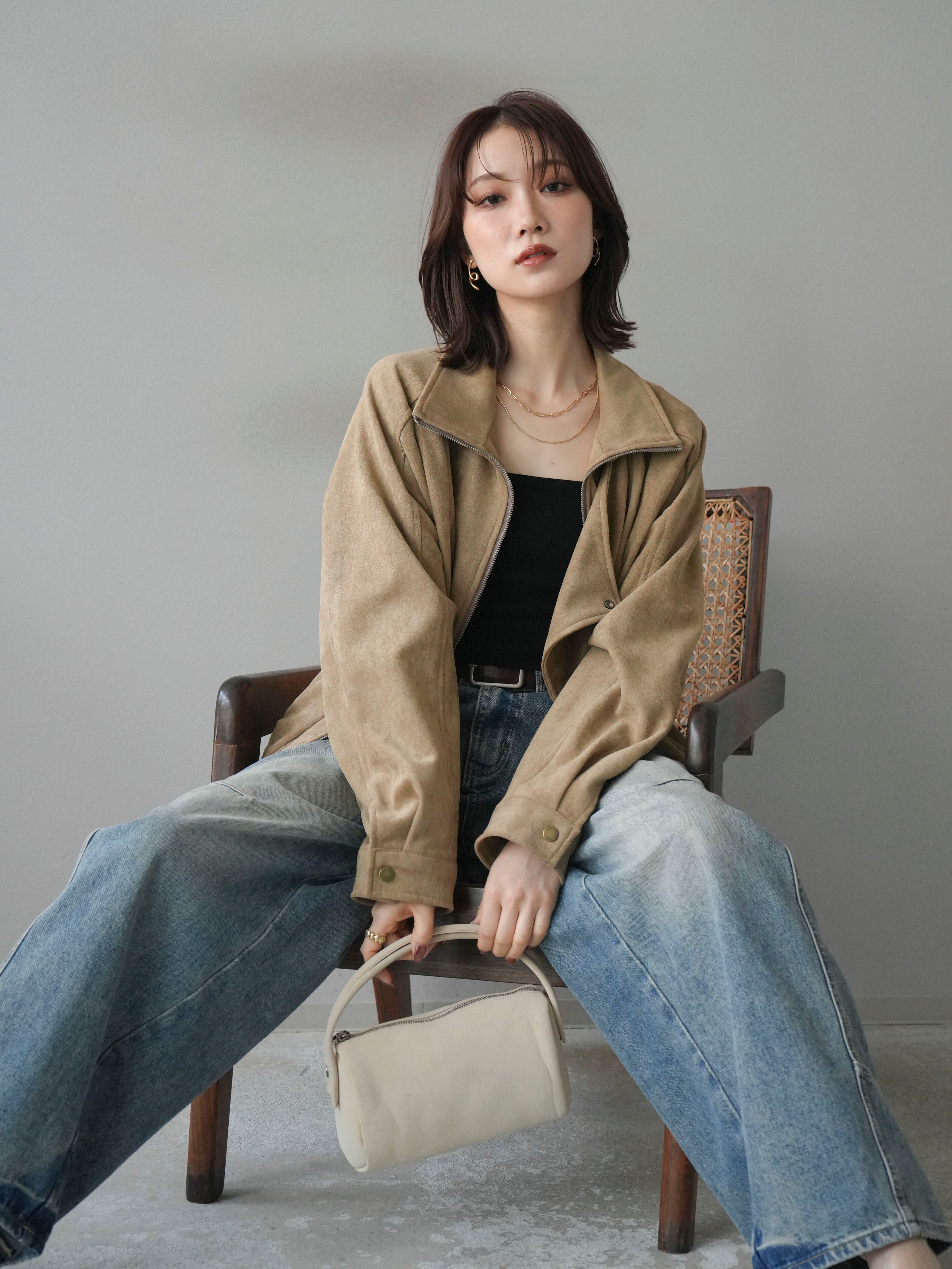 予約]スエードライダースミドルジャケット/beige – Lumier