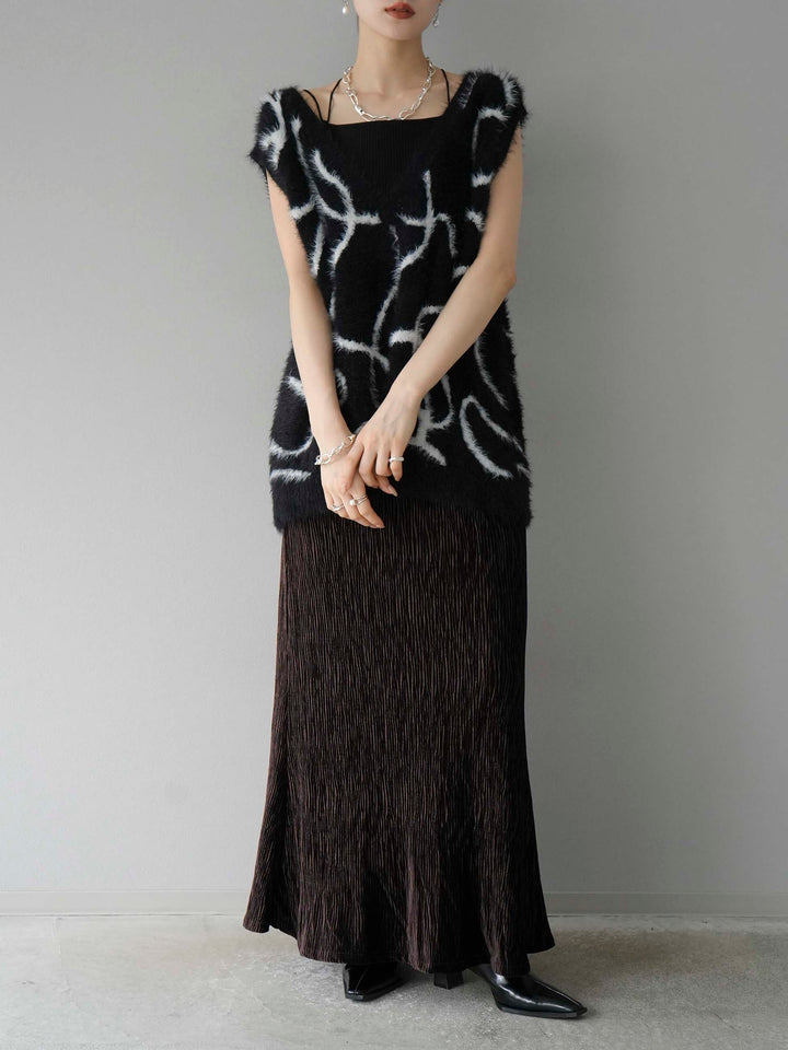 [SET]ラインシャギーニットベスト+選べるアクセセット(2set)