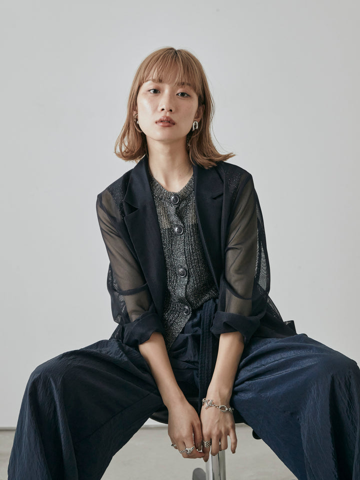 [予約]メッシュテーラードジャケット/ネイビー