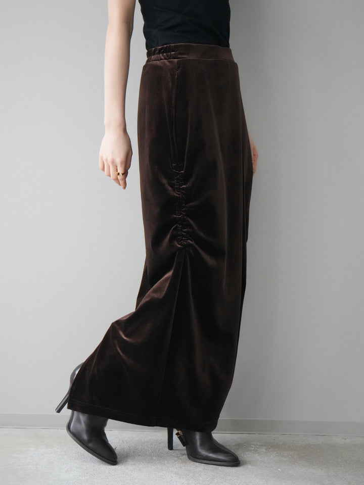 [予約]ギャザーベロアスカート/brown