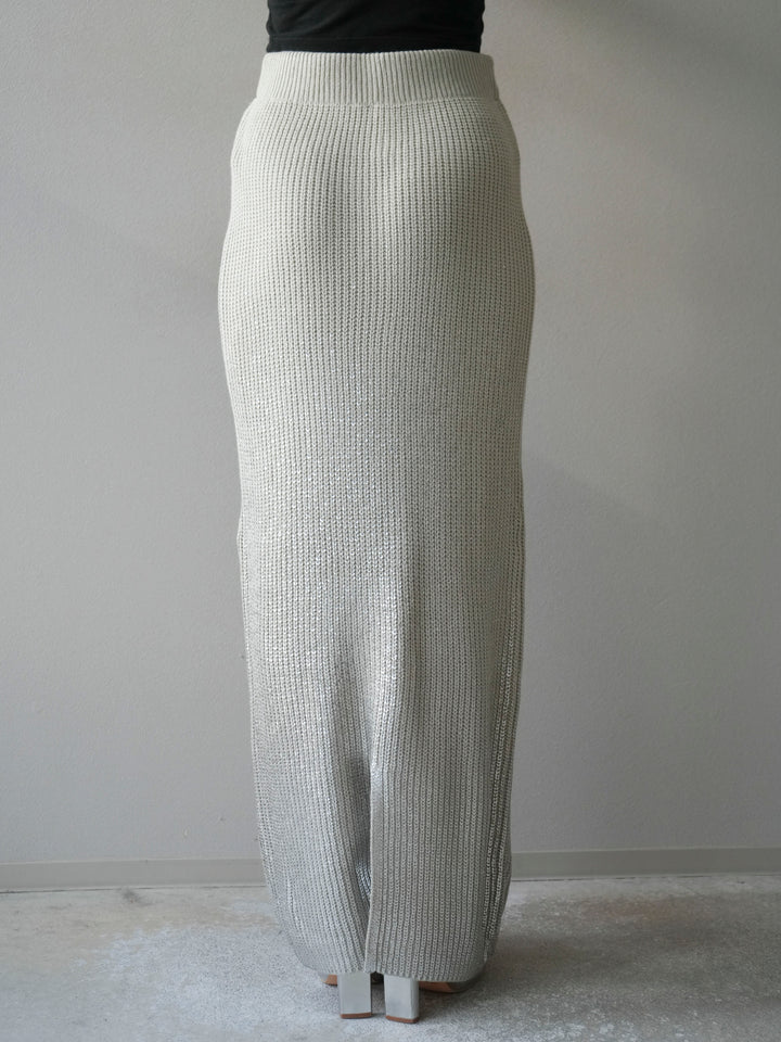 [予約]箔プリントニットタイトスカート/lightgray