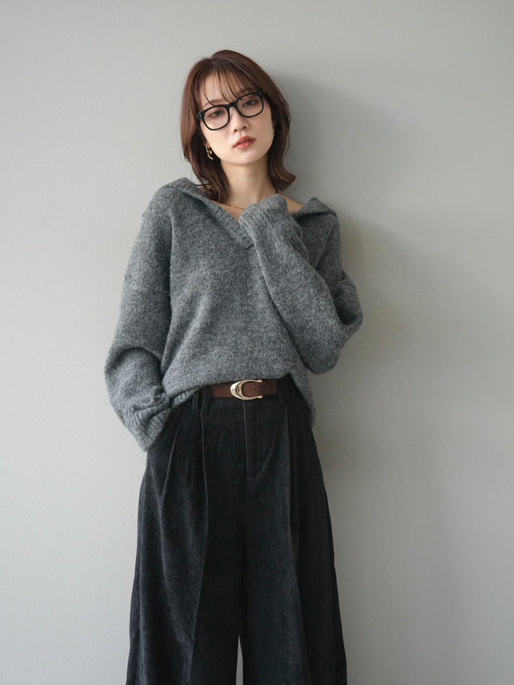 [予約]スキッパーニットプルオーバー/darkgray