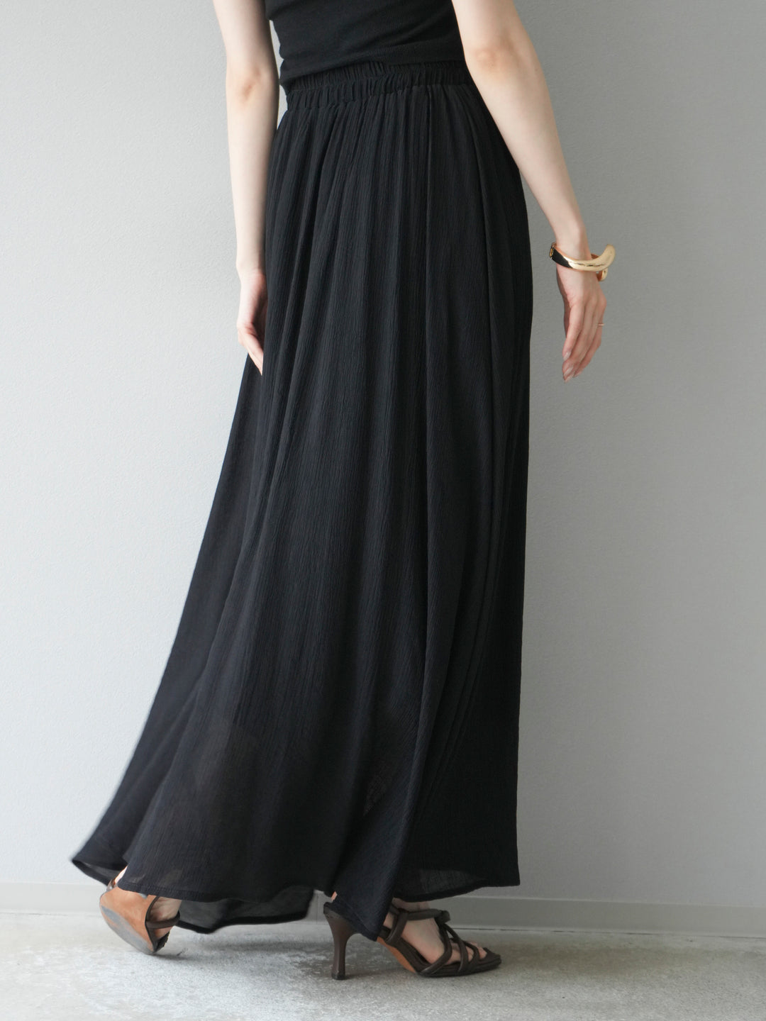 [SET]ビーズモチーフ楊柳ブラウス＆フレアスカートSET UP(2set)