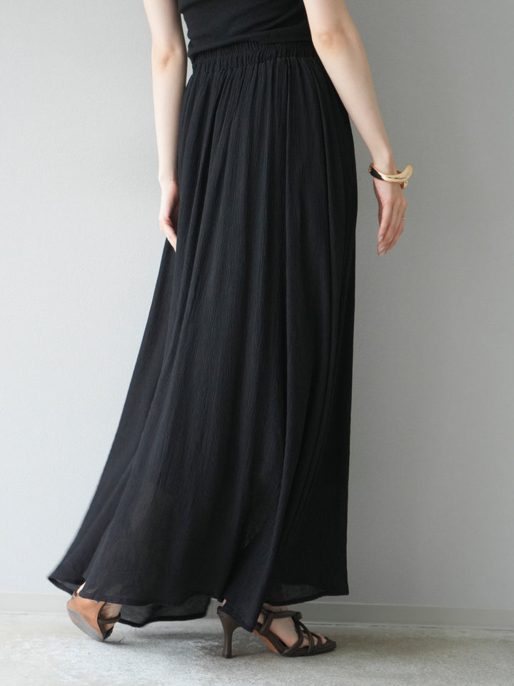 [SET]ビーズモチーフ楊柳ブラウス＆フレアスカートSET UP(2set)