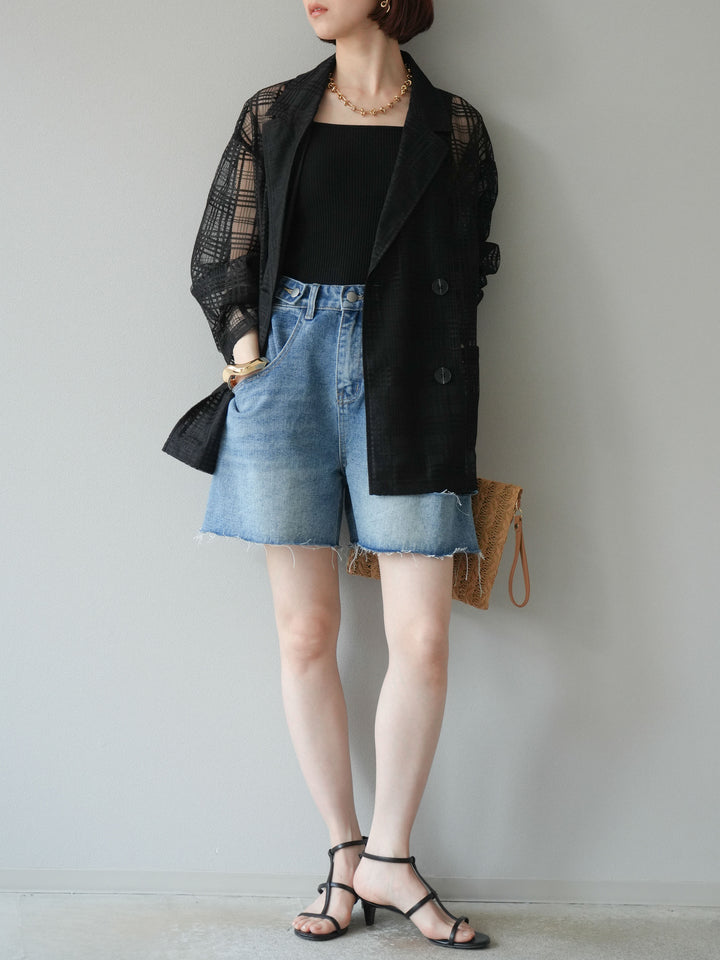 【預購】寬鬆半身牛仔褲/藍色