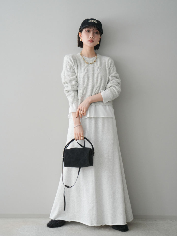 [予約]スウェットフレアロングスカート/oatmeal