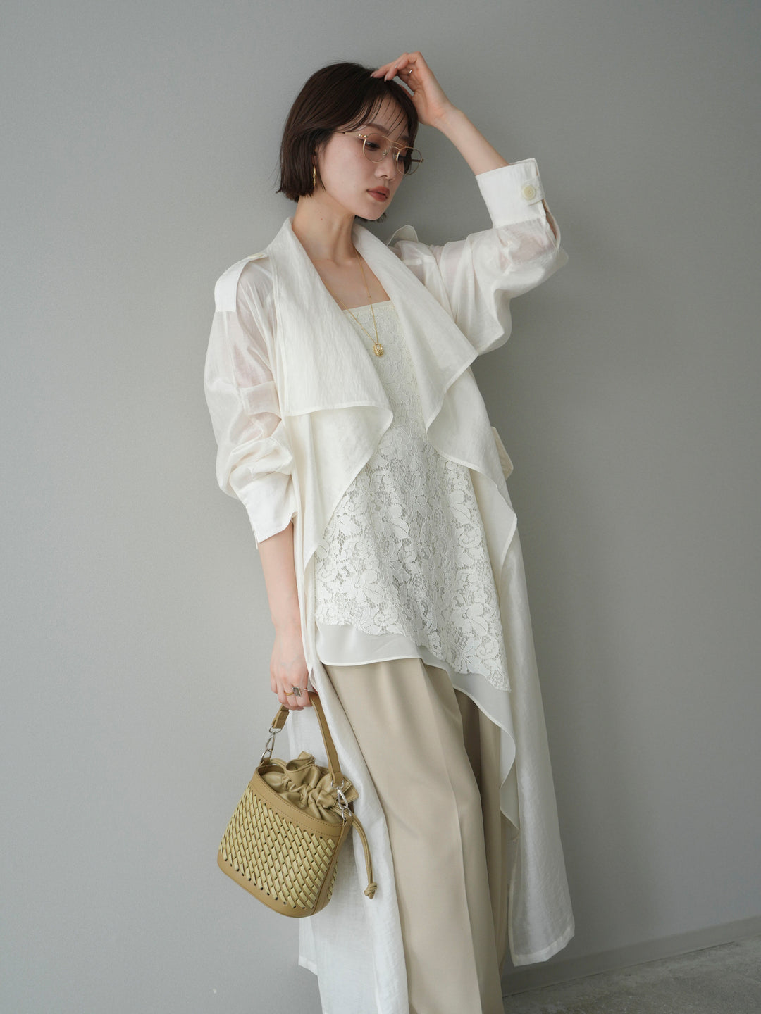 [予約]シアートレンチロングコート/ivory