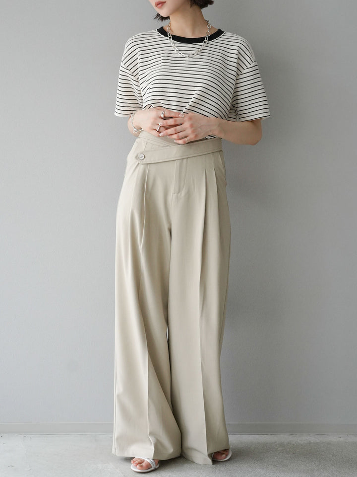 [Pre-order] Design belt wide pants/beige S