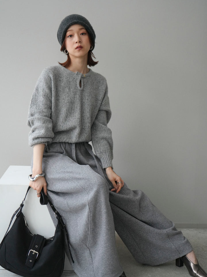 [予約]ツイストネックラメネップヤーンニットプルオーバー/gray