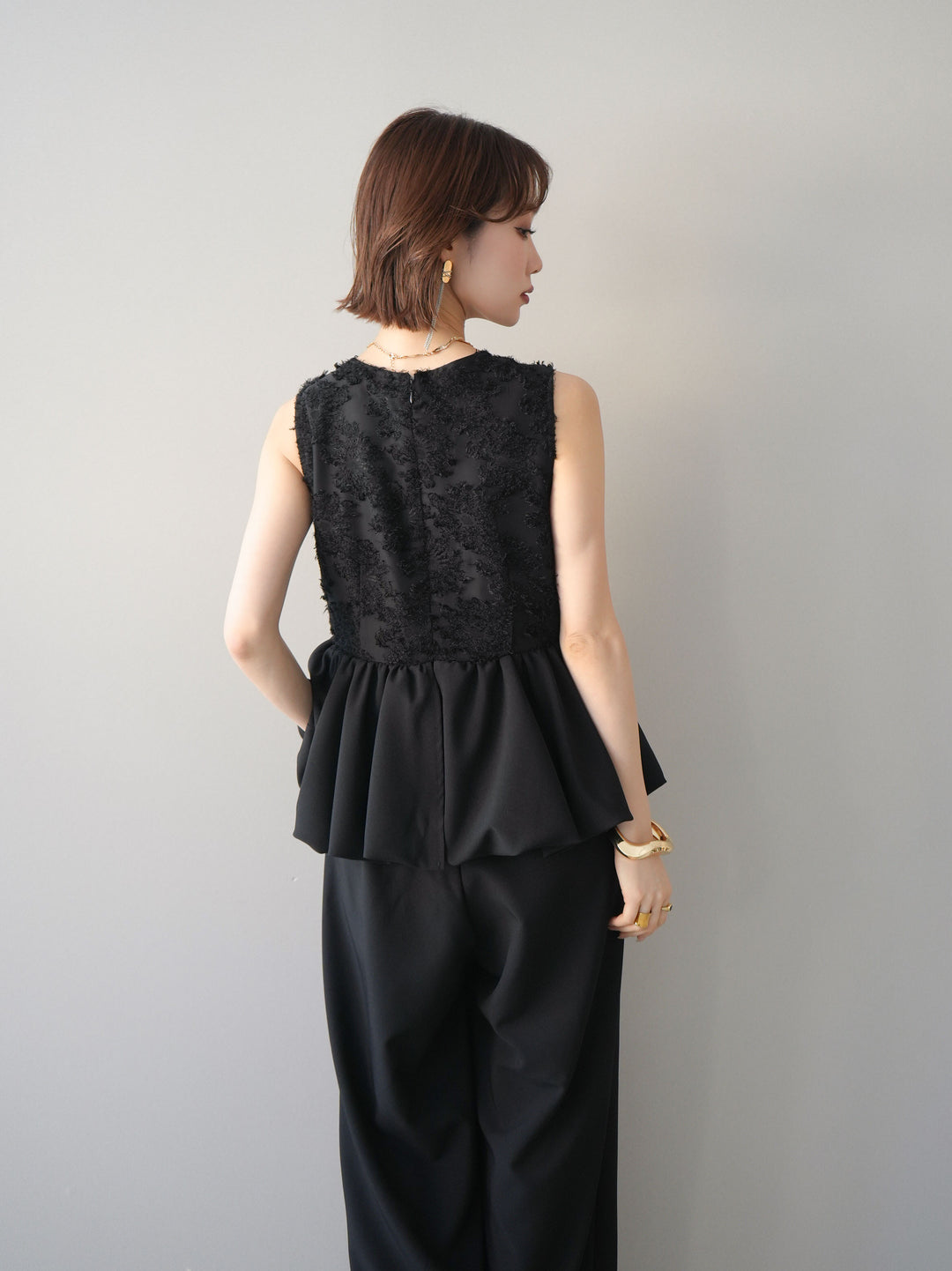 [SET]ジャガードレースぺプラムドッキングサロペット+選べるアクセセット(2set)