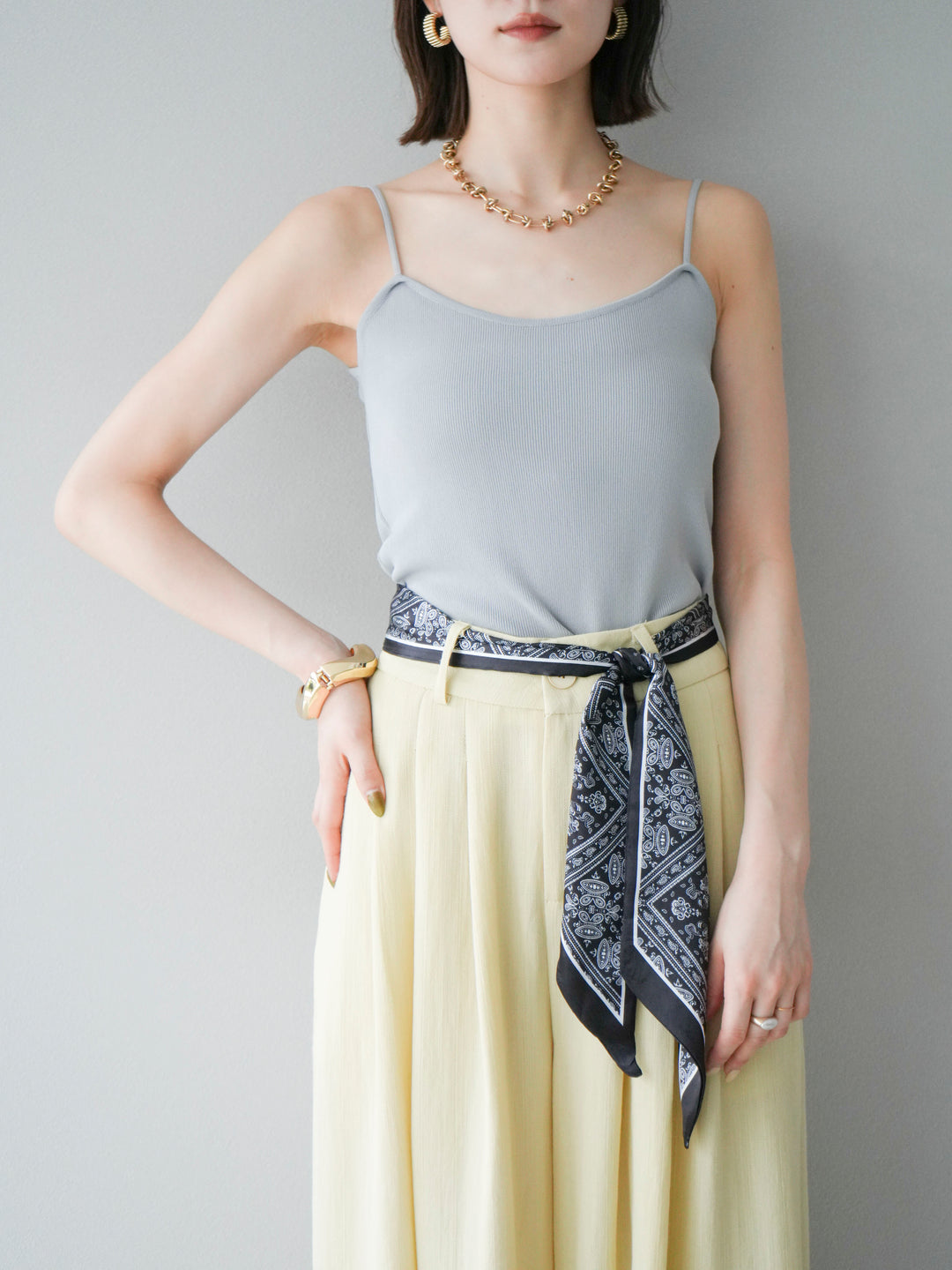 [予約]レーヨンニットキャミソール/グレー