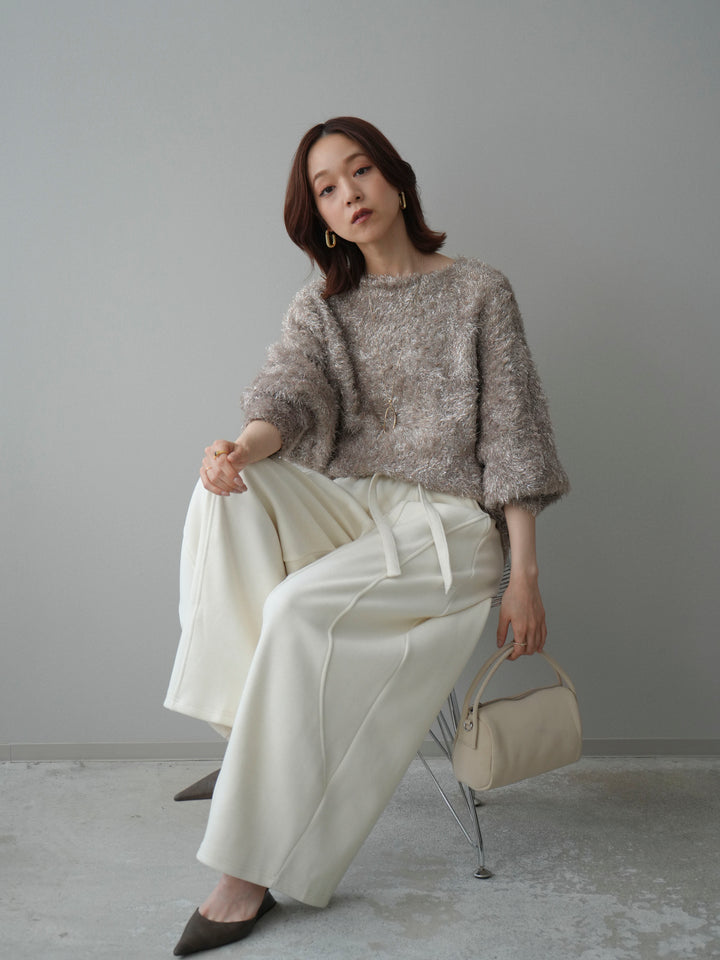 [予約]ラメシャギードルマンニットプルオーバー/beige