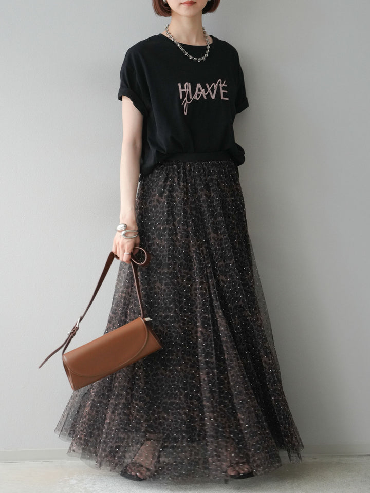 [予約]デザインロゴ刺繍Tシャツ/ブラック