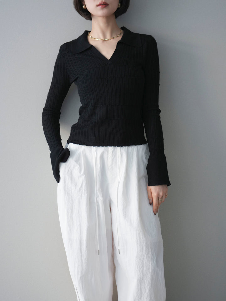 [予約]シアーリブスキッパーニットトップス/black