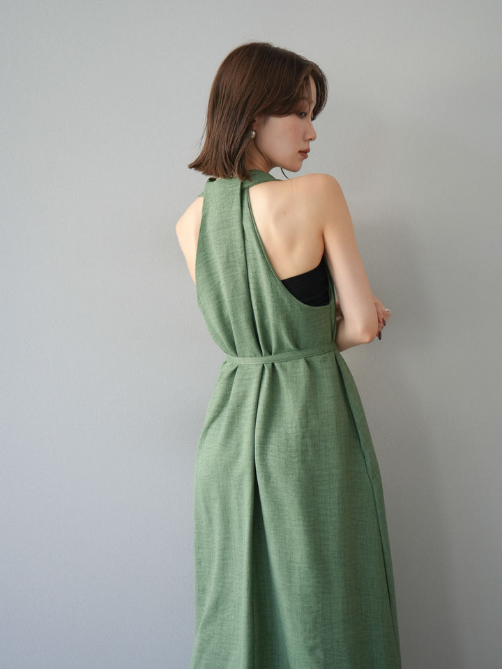 [予約]ループデザインムラ染めワンピース/グリーン