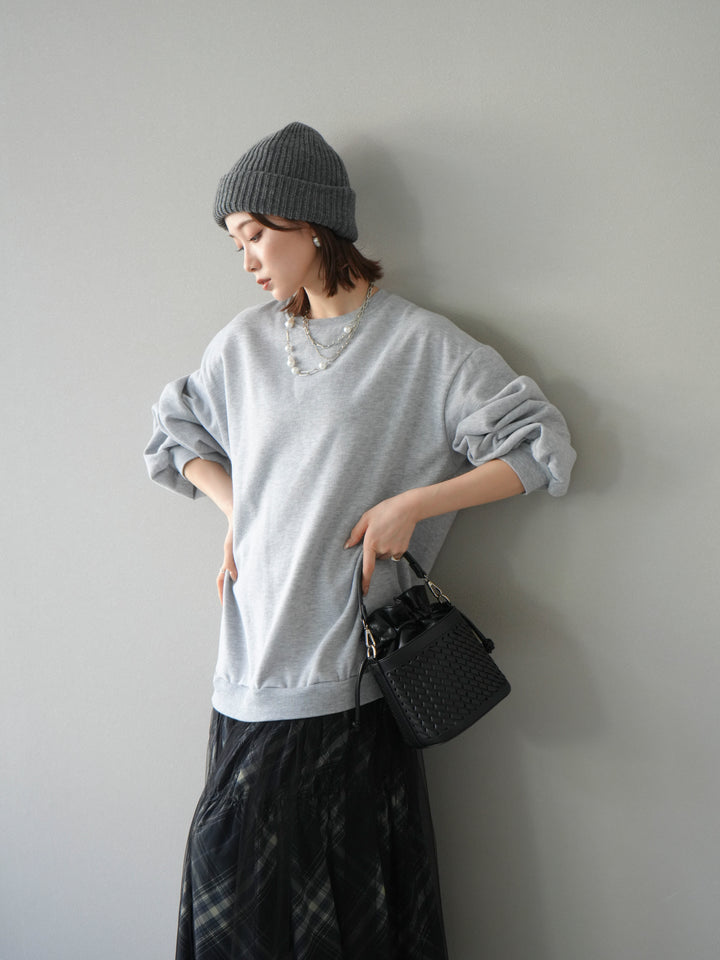 [予約]スウェットドッキングチェック柄レイヤードワンピース/グレー