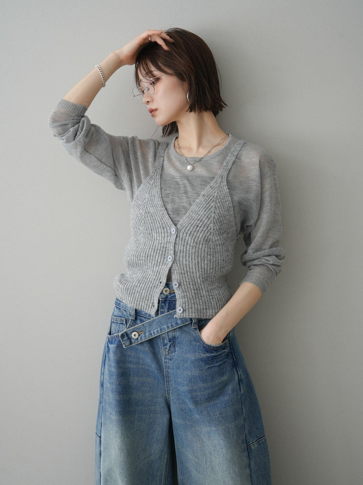 [予約]ビスチェアンサンブルシアーニット/gray