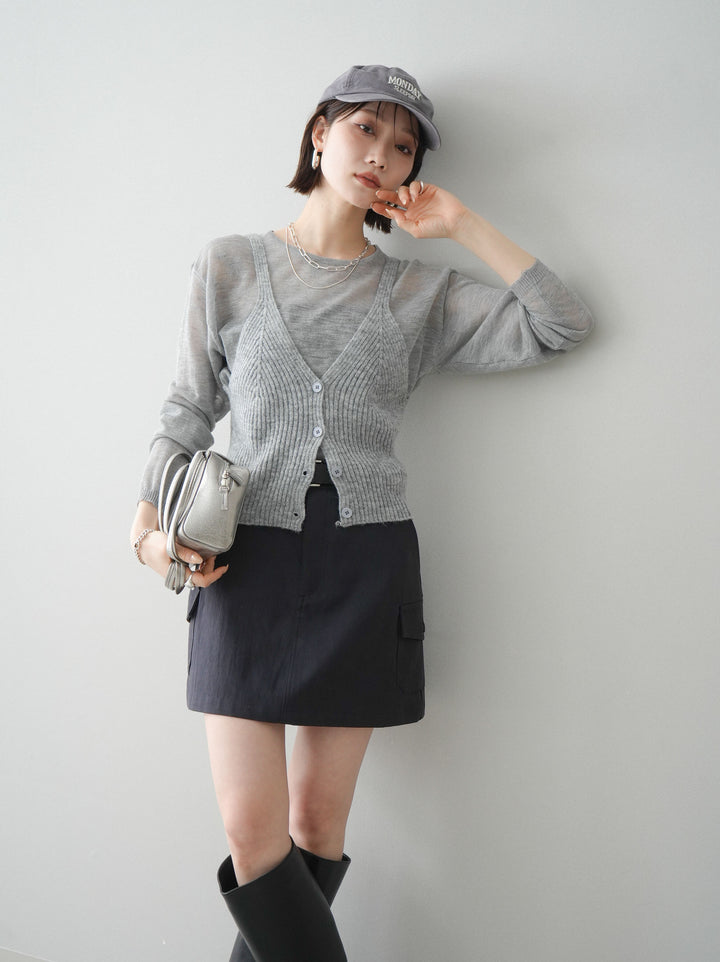 [予約]ビスチェアンサンブルシアーニット/gray