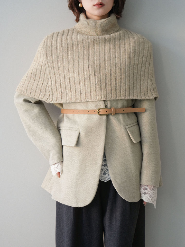 [20%オフ]ケープ付ノーカラージャケット/ivory