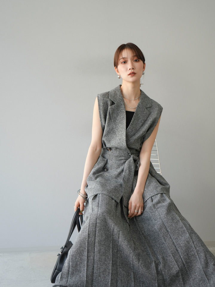 [預購] 混合粗呢背心/黑色