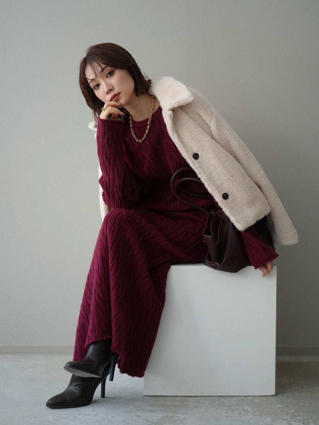 [予約]エコファーステンカラージャケット/ivory